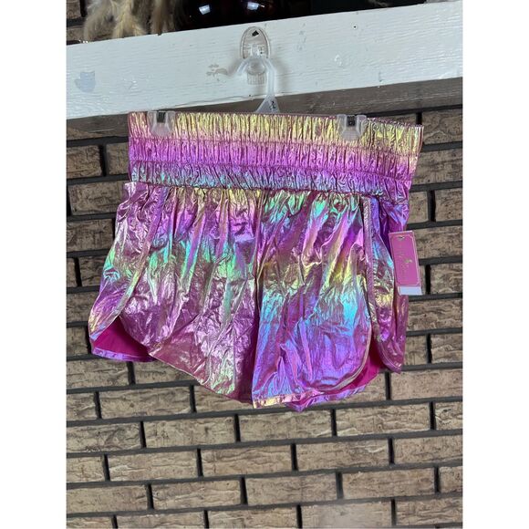 Simply Southern Size Large Pink Metallic Shorts NWT Liner Inside - Picture 1 of 9